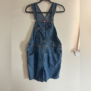 Vintage 90s Union Bay Cotton Denim Shorts Overall Bibs Womens Size L